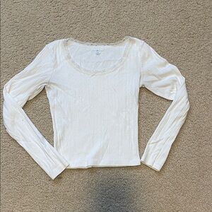 Brandy Melville White Long Sleeve Top